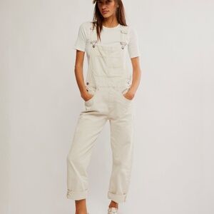 Free People Cream Overalls